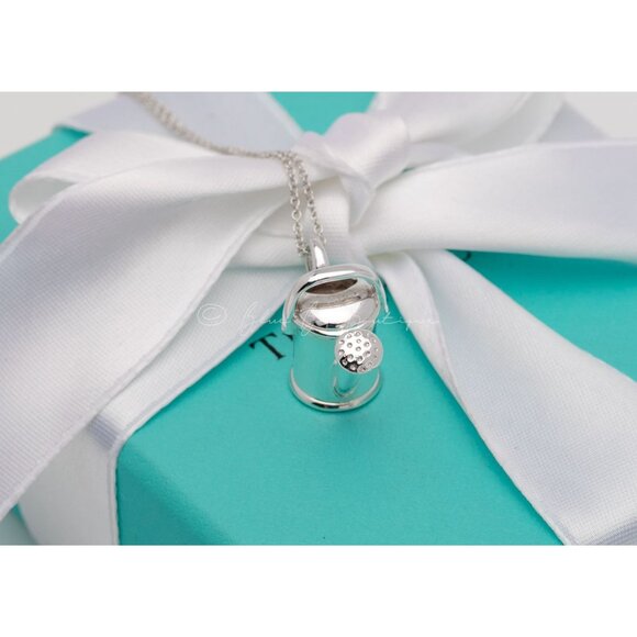 Rare Tiffany & Co. Watering Can Gardening Necklace Vintage 24" Chain - Picture 6 of 10
